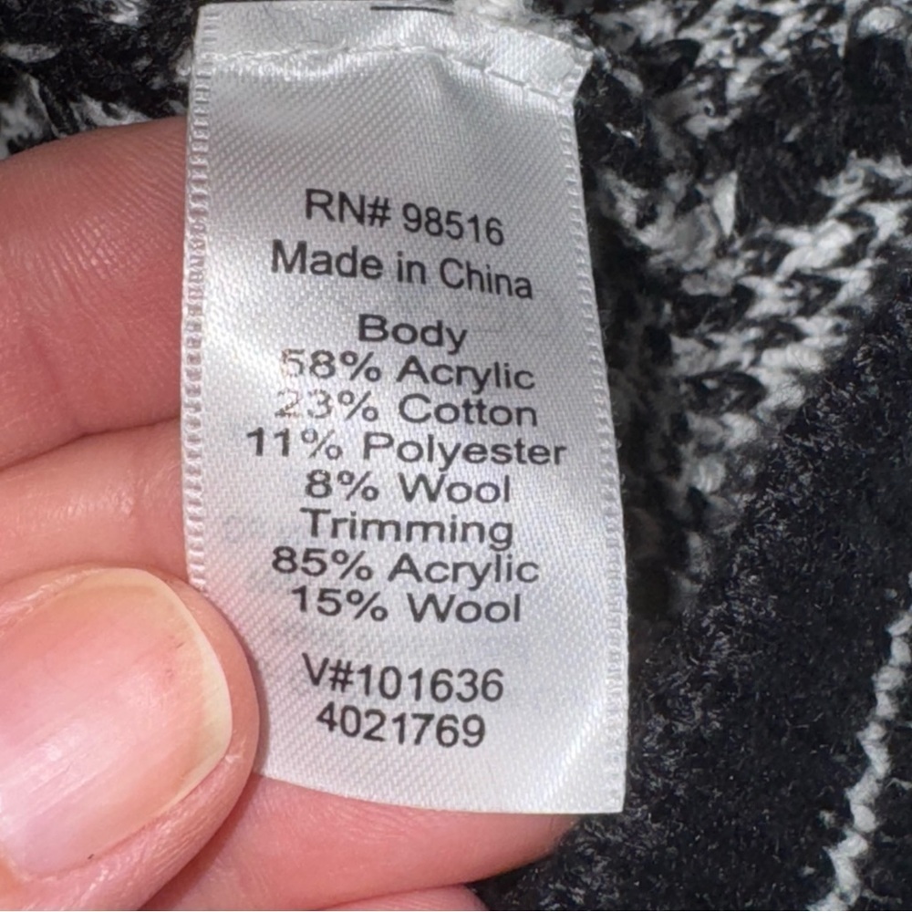 Coldwater Creek Collared Cardigan Windowpane Black size M - Picture 5 of 12